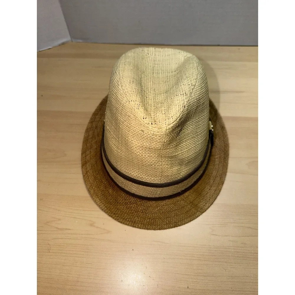 Tommy Bahama Straw Fedora/ Hat Straw Braided Sailfish Pin Size Medium